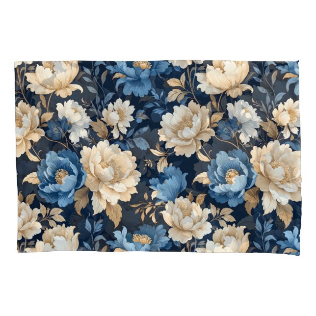 Victorian flowers Blue Pillowcase (Front)