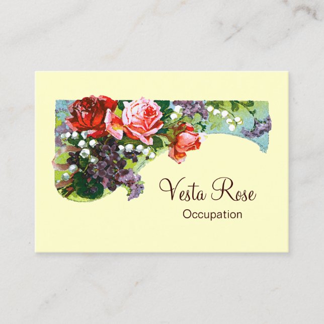 Victorian Flowers - CHANGE COLOR Business Card (Front)