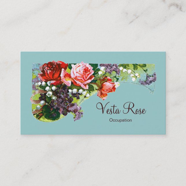 Victorian Flowers ~ CHANGE COLOR Business Cards (Front)