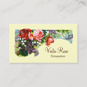 Victorian Flowers ~ LINEN PAPER / CHANGE COLOR Business Card