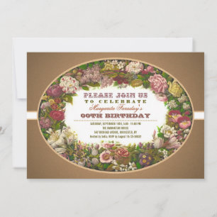 Victorian flowers vintage birthday invitations