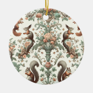 Victorian Forest Squirrel Tapestry Ceramic Tree Decoration