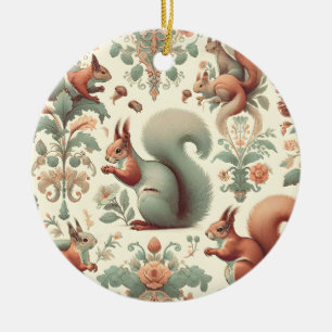Victorian Forest Squirrel Tapestry  Ceramic Tree Decoration