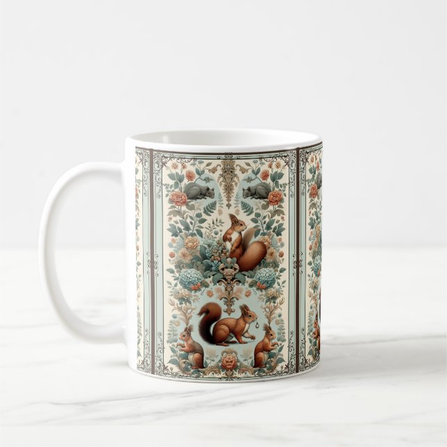 Victorian Forest Squirrel Tapestry  Coffee Mug (Left)