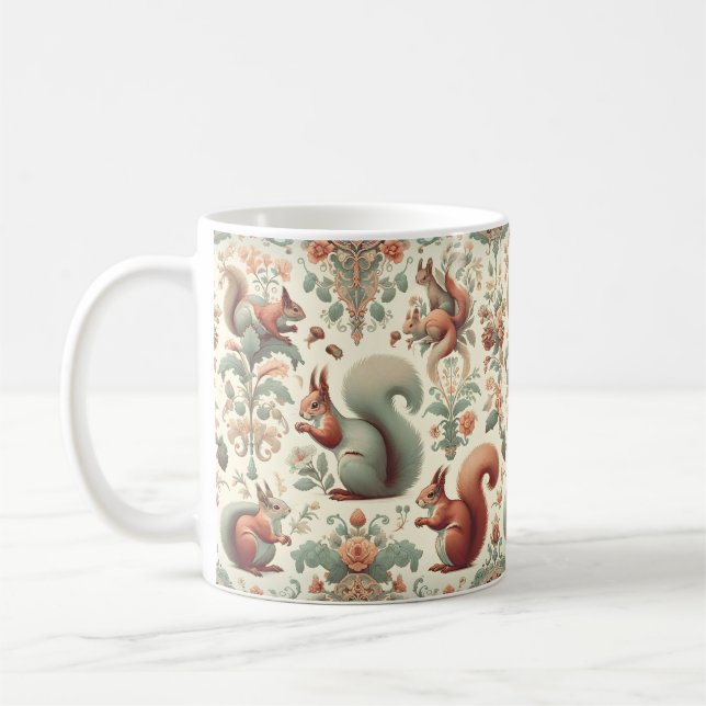 Victorian Forest Squirrel Tapestry  Coffee Mug (Left)