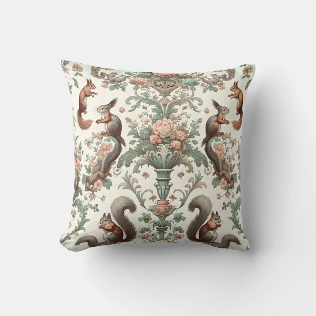 Victorian Forest Squirrel Tapestry  Cushion (Front)