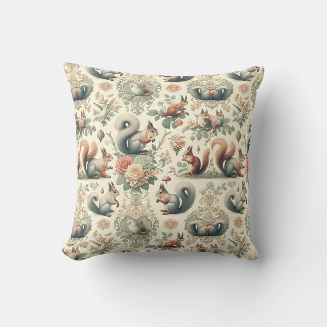 Victorian Forest Squirrel Tapestry  Cushion (Front)