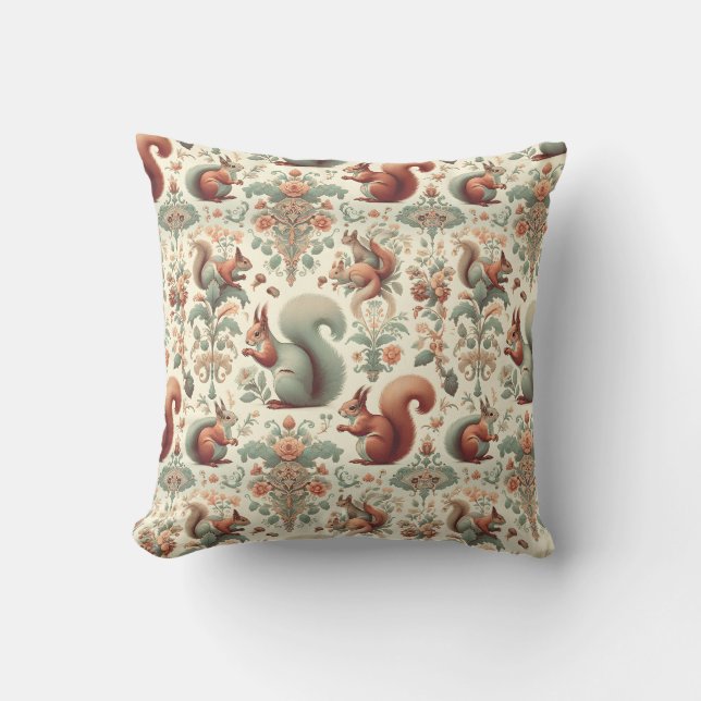 Victorian Forest Squirrel Tapestry  Cushion (Front)