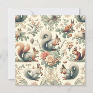 Victorian Forest Squirrel Tapestry  Invitation
