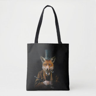 Victorian Fox All Over Print Tote Bag