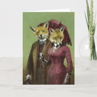 Victorian Fox Couple Greetings Card