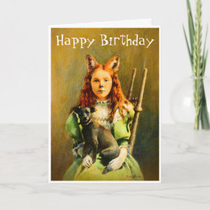 Victorian Fox Girl Birthday Card