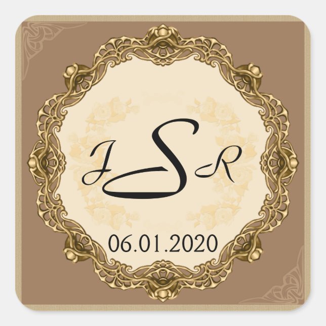 Victorian Frame in Gold Monogram Sticker (Front)