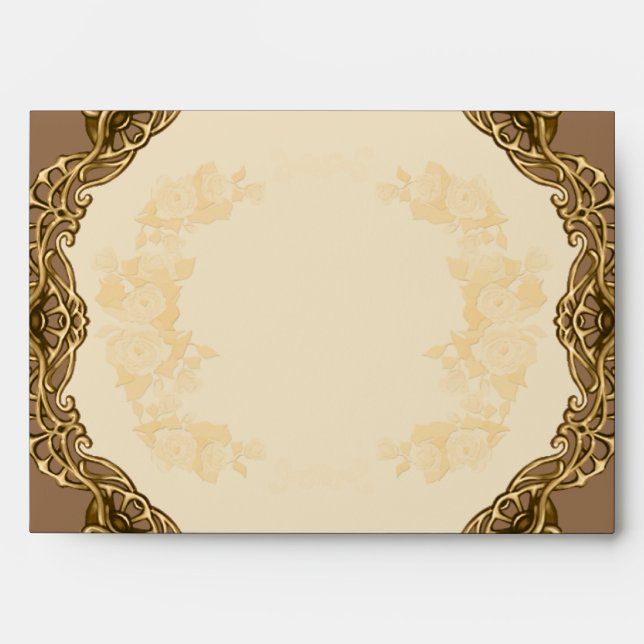 Victorian Frame in Gold Wedding Envelope (Front)