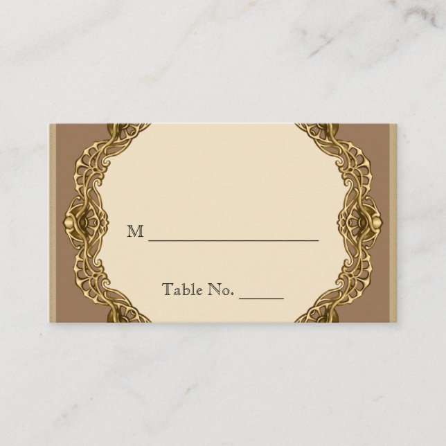 Victorian Frame in Gold Wedding Place Cards (Front)