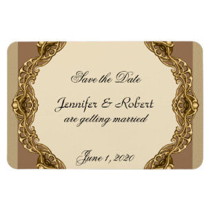 Victorian Frame in Gold Wedding Save the Date Magnet