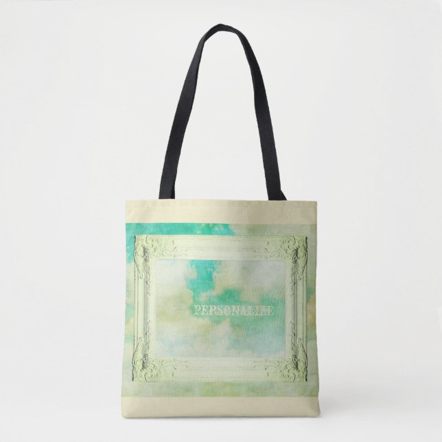 Victorian frame sky and clouds painting elegant tote bag (Front)