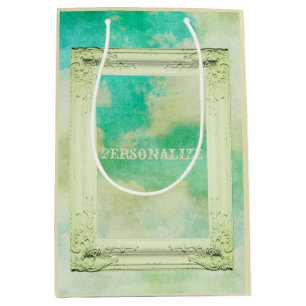 Victorian frame sky cloud painting elegant teal medium gift bag