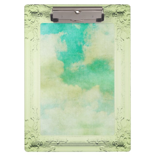 Victorian frame sky painting elegant teal cream clipboard (Front)