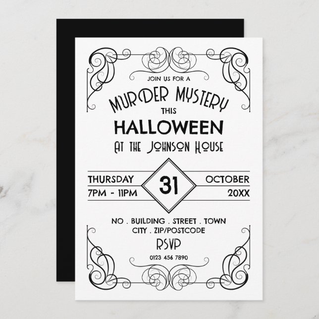 Victorian Framed Era, Murder Mystery Halloween Invitation (Front/Back)