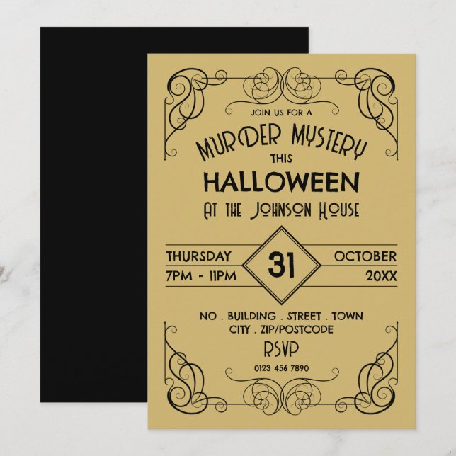 Victorian Framed Era, Murder Mystery Halloween Invitation (Front/Back)