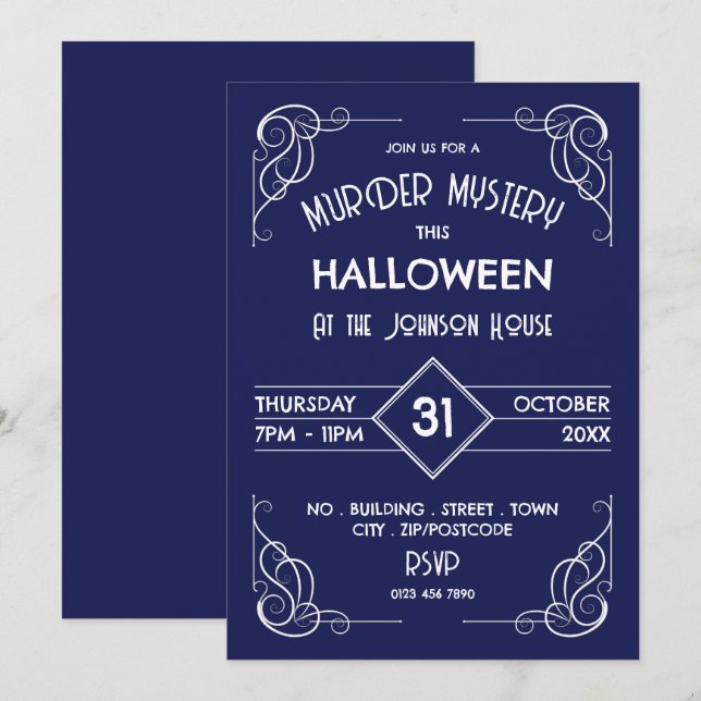 Victorian Framed Era, Murder Mystery Halloween Invitation (Front/Back)