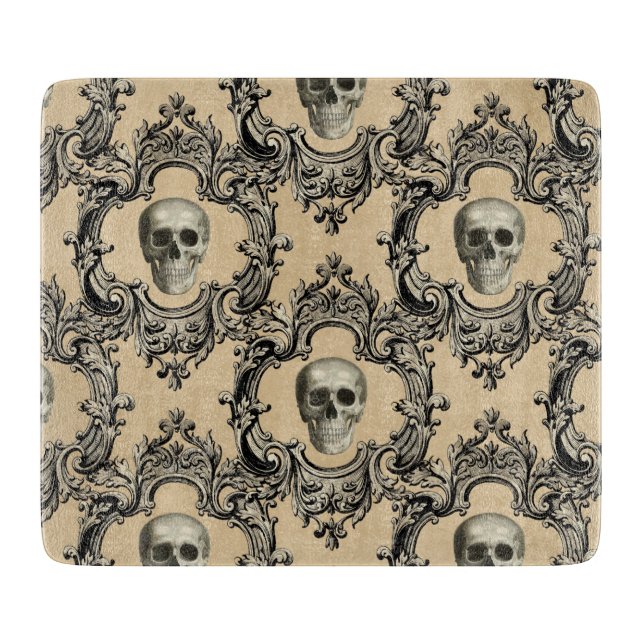 Victorian Framework Skulls Goth Skeleton Gothic Cutting Board (Front)