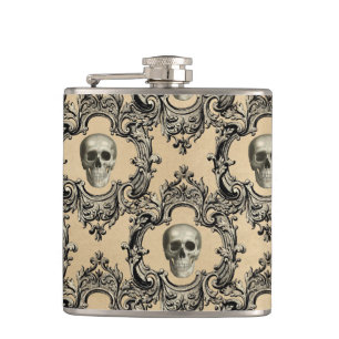 Victorian Framework Skulls Goth Skeleton Gothic Hip Flask