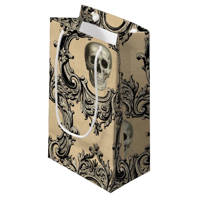 Victorian Framework Skulls Goth Skeleton Gothic Small Gift Bag (Front Angled)