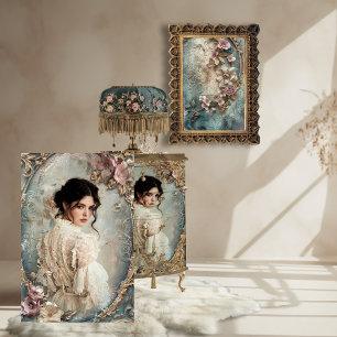 Victorian, French Beautiful Woman Portrait Art Tissue Paper