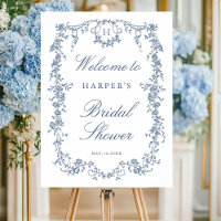 Victorian French Blue Bridal Shower Welcome Sign