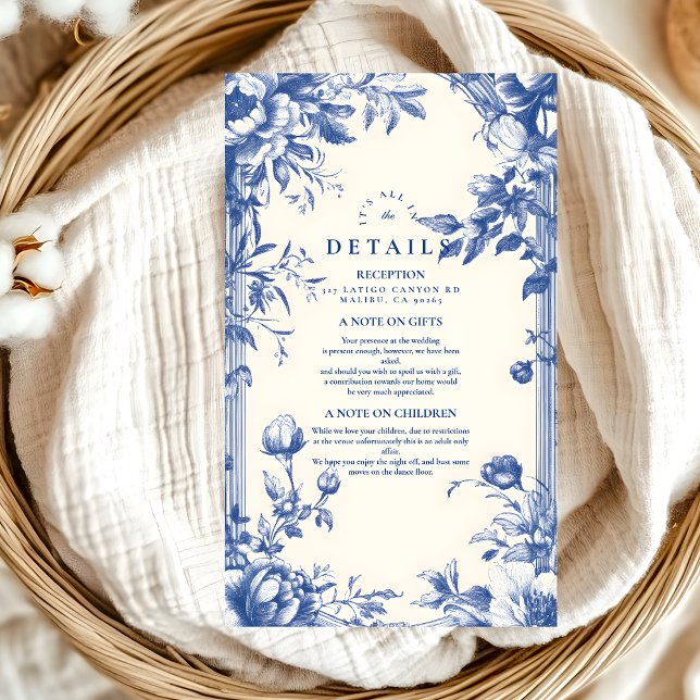 Victorian French Blue Floral Wedding Enclosure Card (Creator Uploaded)