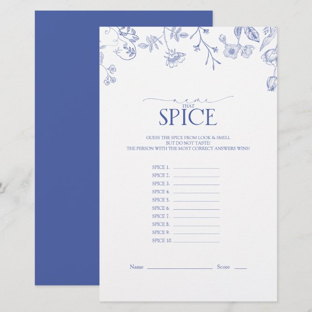 Victorian French Blue & White Bridal Shower Game (Front/Back)