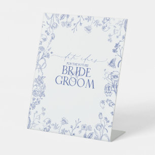 Victorian French Blue & White Floral Date Ideas Pedestal Sign