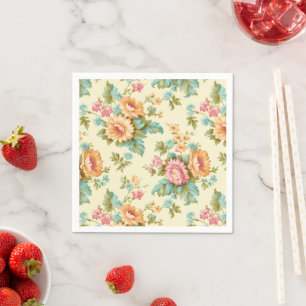 Victorian french country vintage flowers napkin
