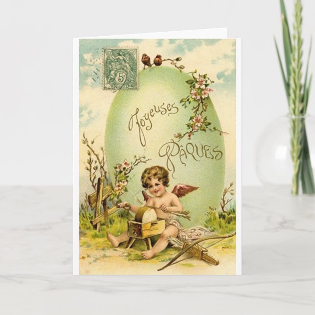 Victorian French Easter Joyeuses Pâques Card (Front)