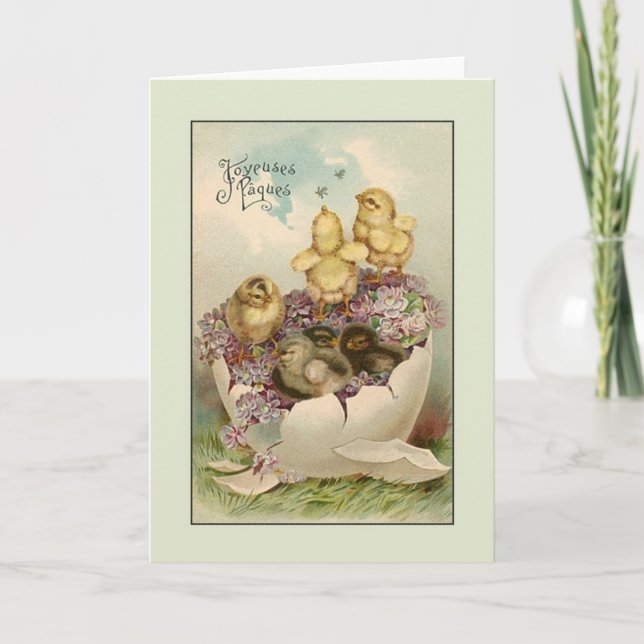 Victorian French Joyeuses Pâques Easter Card (Front)