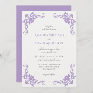 Victorian French Lilac Lavender Wedding Invitation