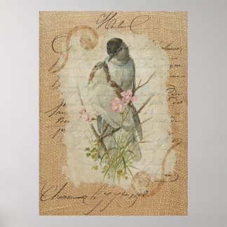 Victorian French Love Birds Love Song Poster