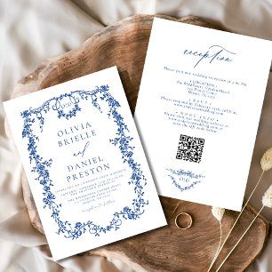Victorian French QR Code All In One Wedding Invitation