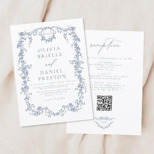 Victorian French QR Code All In One Wedding Invitation