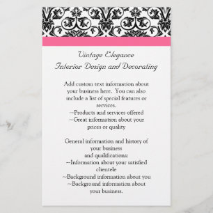 Victorian Fuchsia Pink and White Damask Flyer