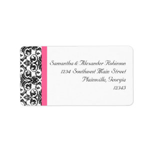 Victorian Fuchsia Pink and White Damask Label
