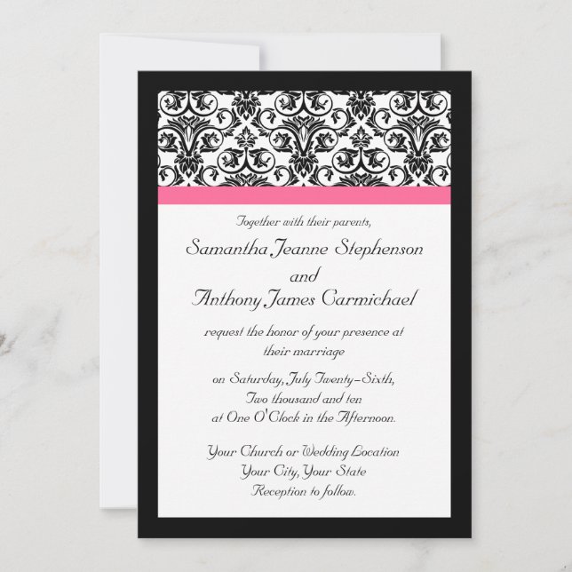 Victorian Fuchsia Wedding Invitations (Front)