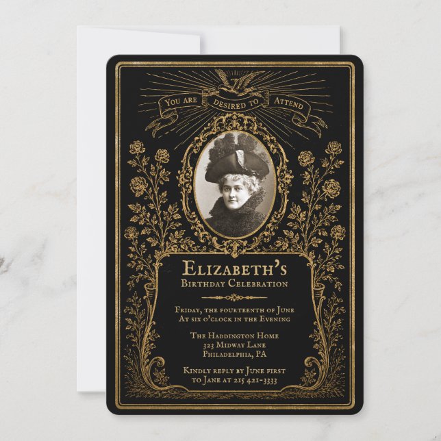 Victorian Funeral-Style Photo Invitation (Front)