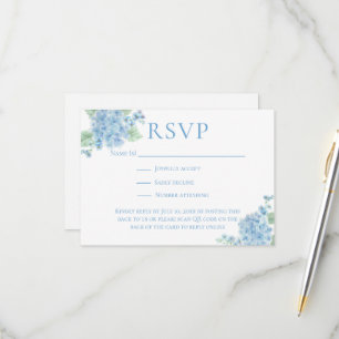 Victorian Garden Blue Hydrangea Wedding Website RSVP Card