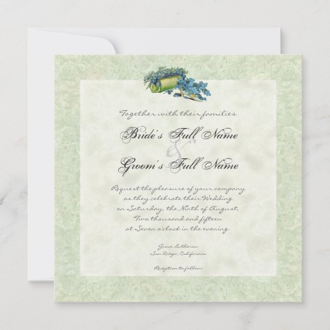 Victorian Garden Gazebo, Wedding Invitation (Front)
