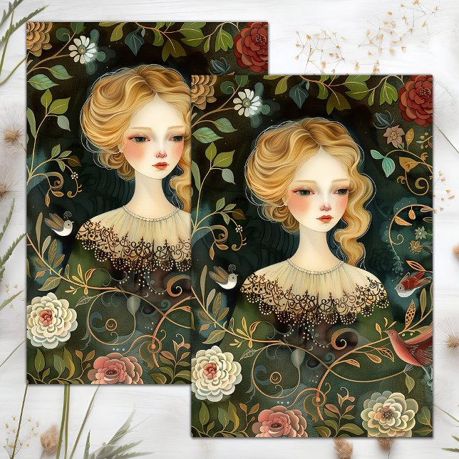 VICTORIAN GARDEN GIRL DECOUPAGE TISSUE PAPER (VICTORIAN GARDEN GIRL DECOUPAGE TISSUE PAPER)