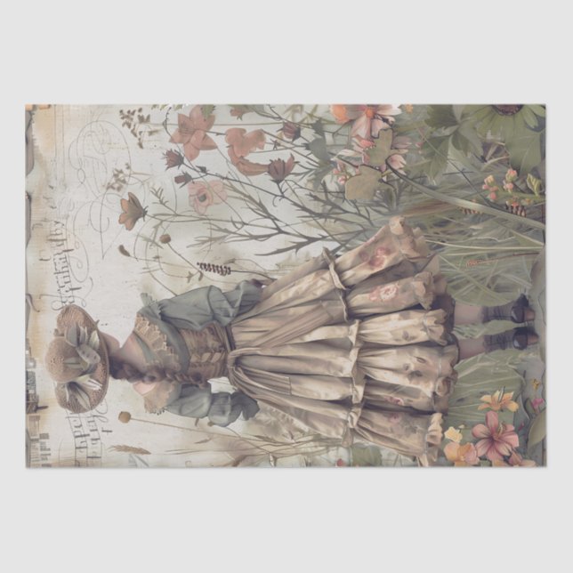 Victorian Garden Girl Tissue Paper (Front)
