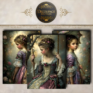 Victorian Garden Girls Collection Decoupage Wrapping Paper Sheet